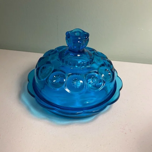 Vintage LE Smith Blue Moon and Stars Butter Dish - Picture 3 of 9